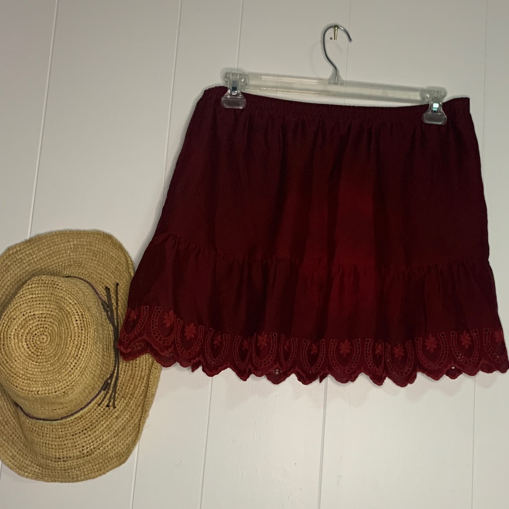 Burgundy Mini Skirt